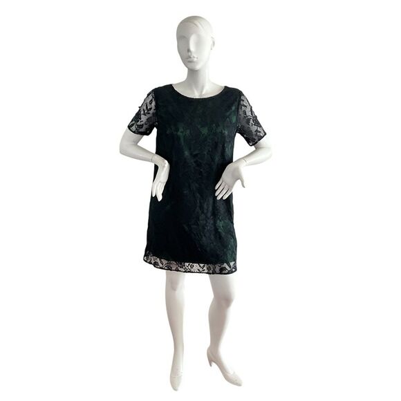 ModCloth Era Twilight Black Lace Overlay Dress L - Picture 2 of 9